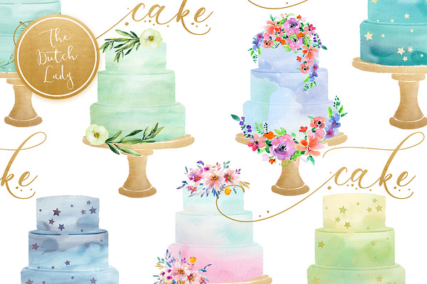 Watercolor Layered Cake Clipart
