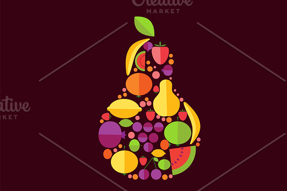 Set of vector fruits icons in Illustrations - product preview 2