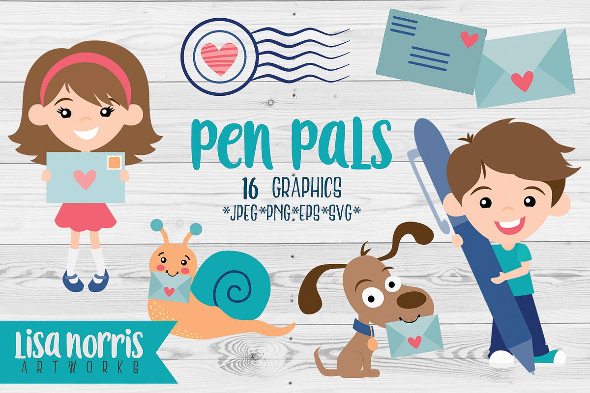 Pen Pals Clip Art Graphics & SVGs in Illustrations - product preview 8