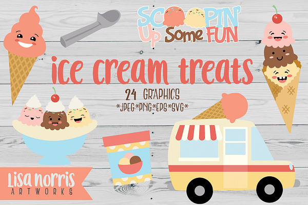 Ice Cream Treats Clip Art & SVGs
