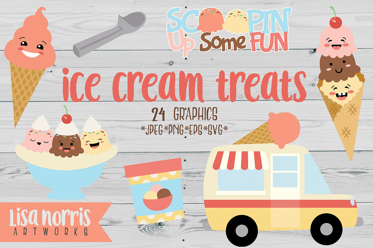 Ice Cream Treats Clip Art & SVGs in Illustrations - product preview 8