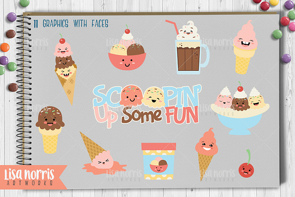Ice Cream Treats Clip Art & SVGs in Illustrations - product preview 1