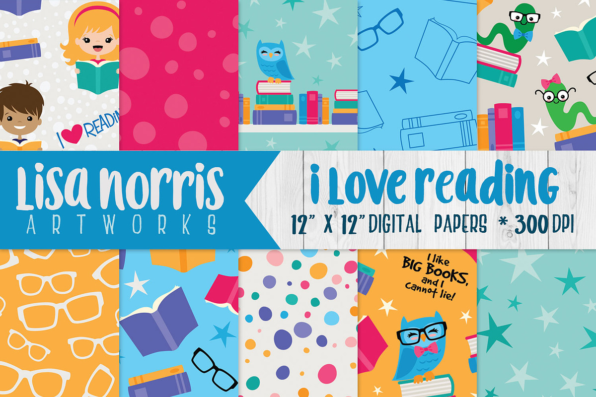 I Love Reading Digital Papers in Patterns - product preview 8