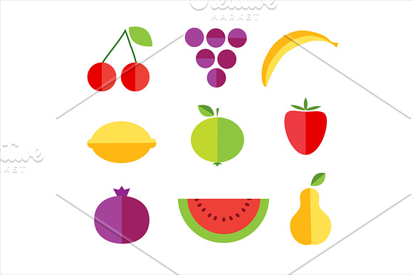 Set of vector fruits icons in Illustrations - product preview 4