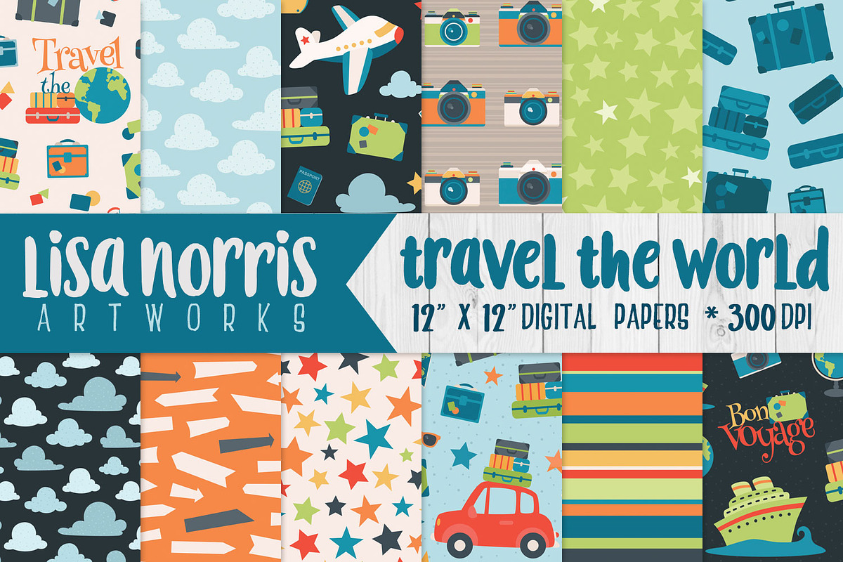 Travel the World Digital Papers in Patterns - product preview 8