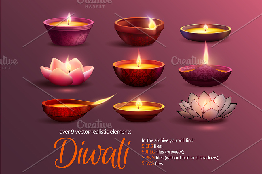 Diwali Candles Set