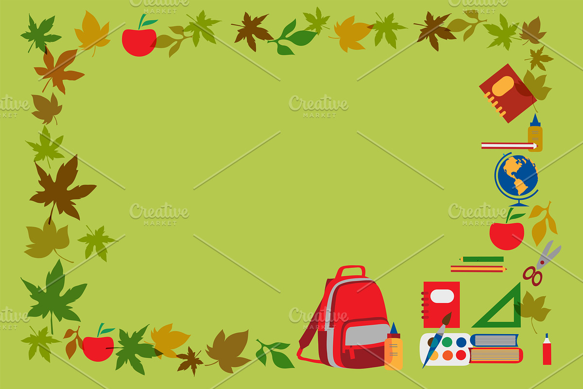 School template with icons in Illustrations - product preview 8