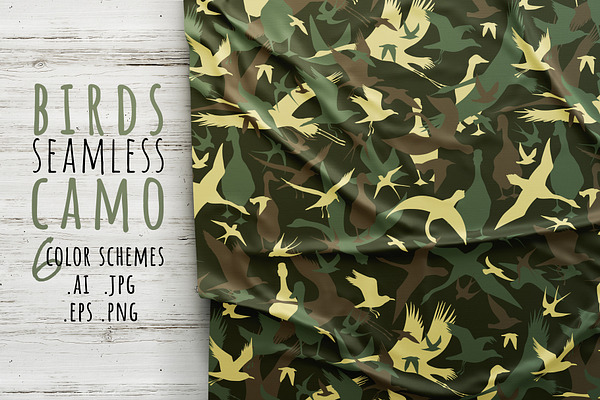 Seamless camouflage with birds