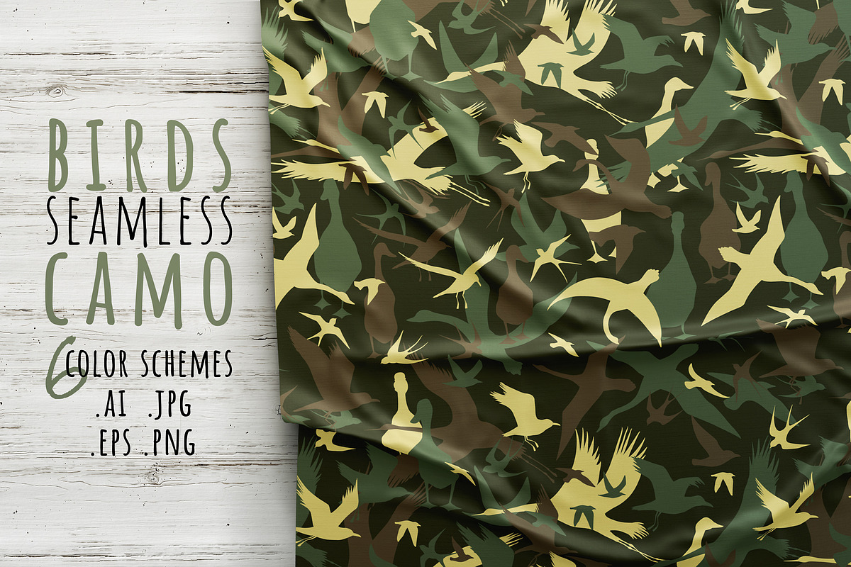 Seamless camouflage with birds in Patterns - product preview 8