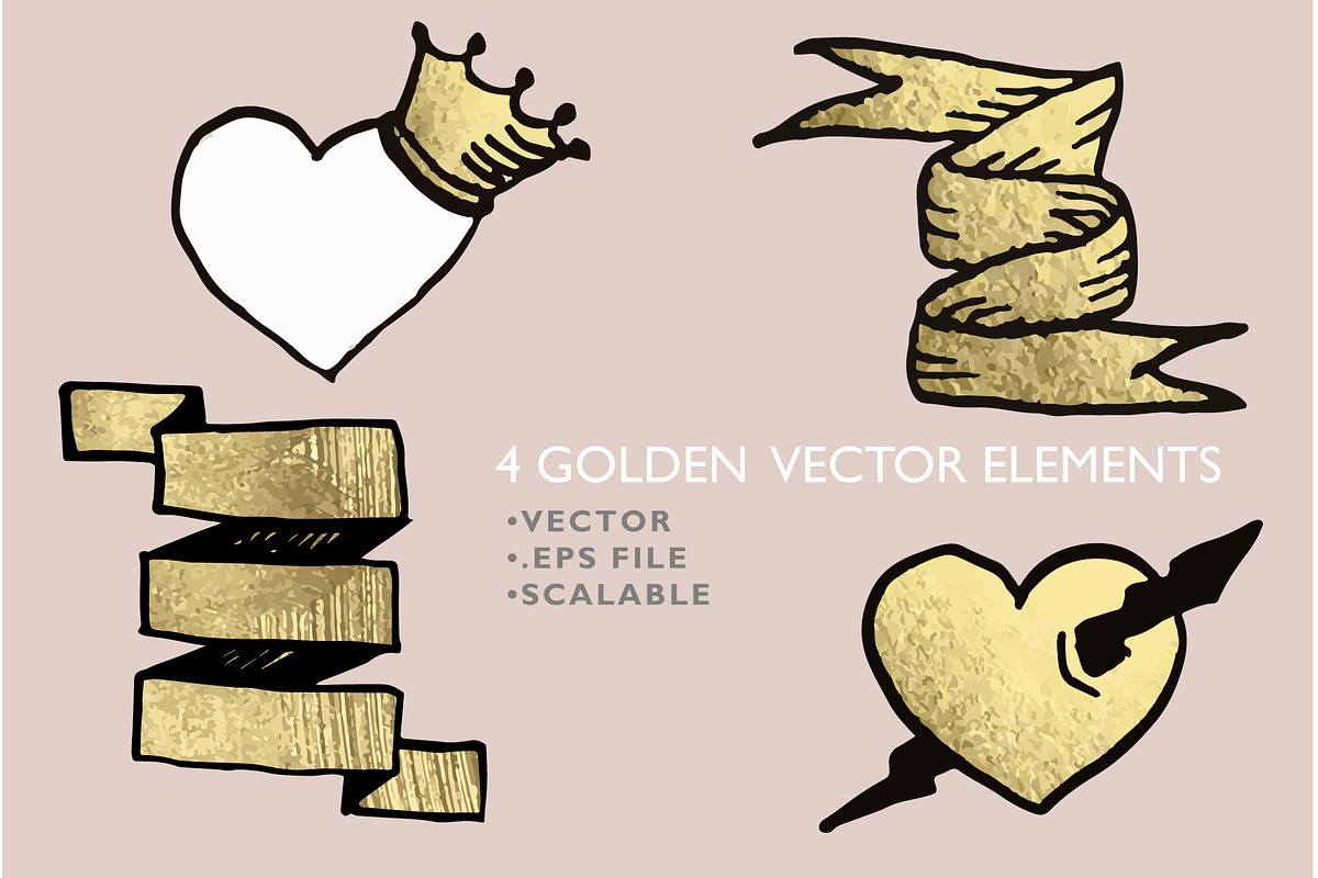 4 Golden Vector Elements in Illustrations - product preview 8