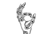 Robot hand engraving vector