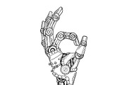 Robot hand engraving vector