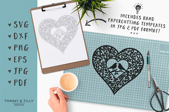 Love Birds Vintage Heart - SVG  in Objects - product preview 4