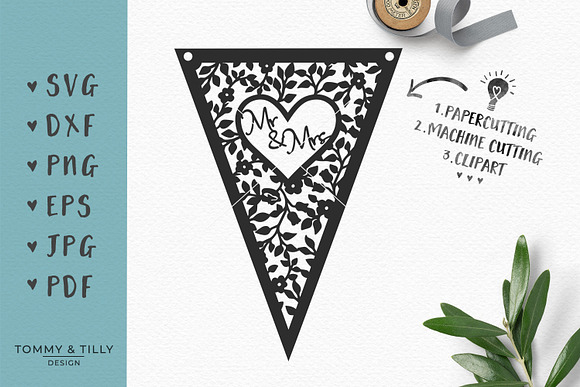 Mr and Mrs Bunting - Wedding SVG in Objects - product preview 1
