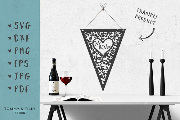 Mr and Mrs Bunting - Wedding SVG in Objects - product preview 2