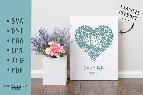 Mr and Mrs Heart - Wedding SVG in Objects - product preview 3