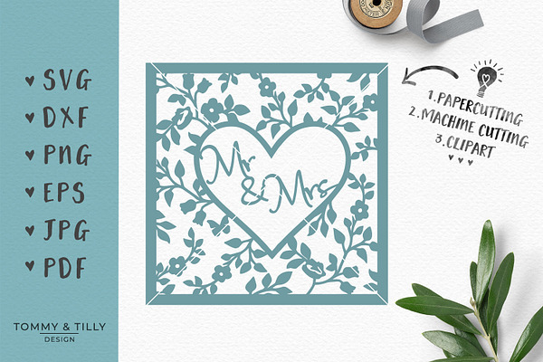 Mr & Mrs Heart Frame - Wedding SVG