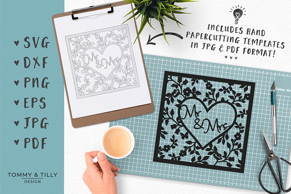 Mr & Mrs Heart Frame - Wedding SVG in Objects - product preview 3