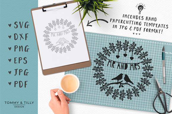 Mr & Mrs Wreath - Wedding SVG in Objects - product preview 4