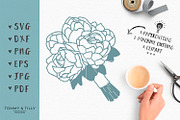 Peony Wedding Bouquet - SVG Clipart