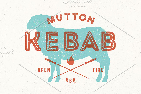 Lamb, kebab. Poster for Butchery