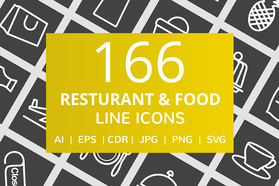 166 Restaurant & Food Line Icons in Graphics - product preview 8