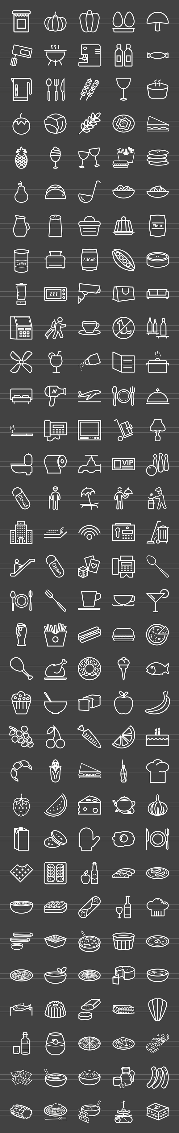 166 Restaurant & Food Line Icons in Graphics - product preview 1
