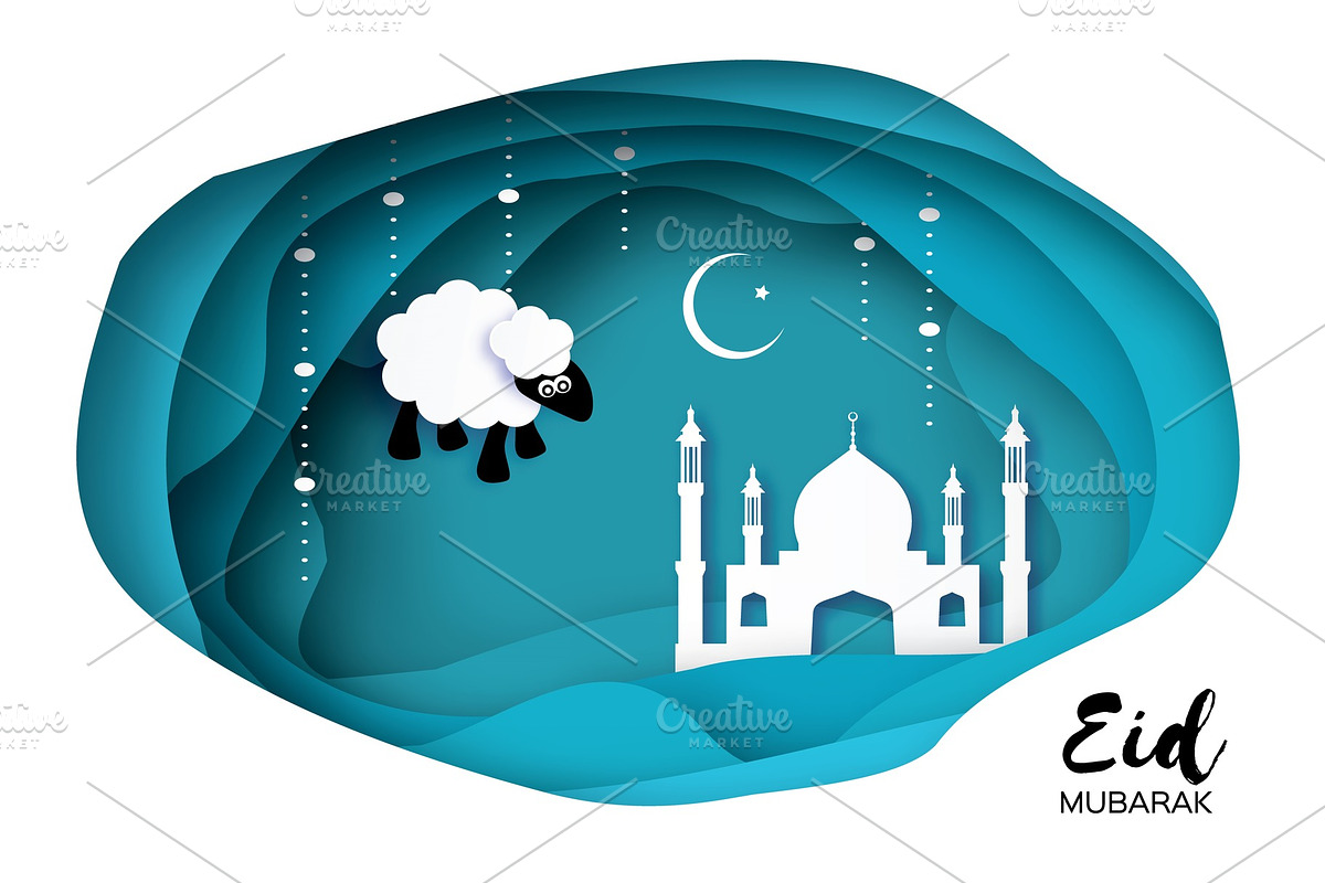 Eid-Al-Adha Greeting card design in Illustrations - product preview 8