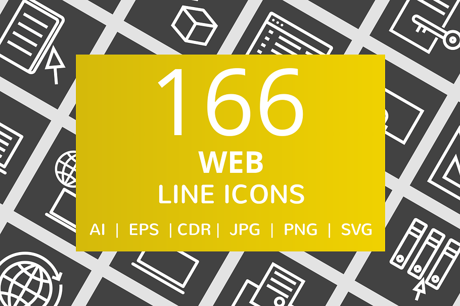 166 Web Line Inverted Icons