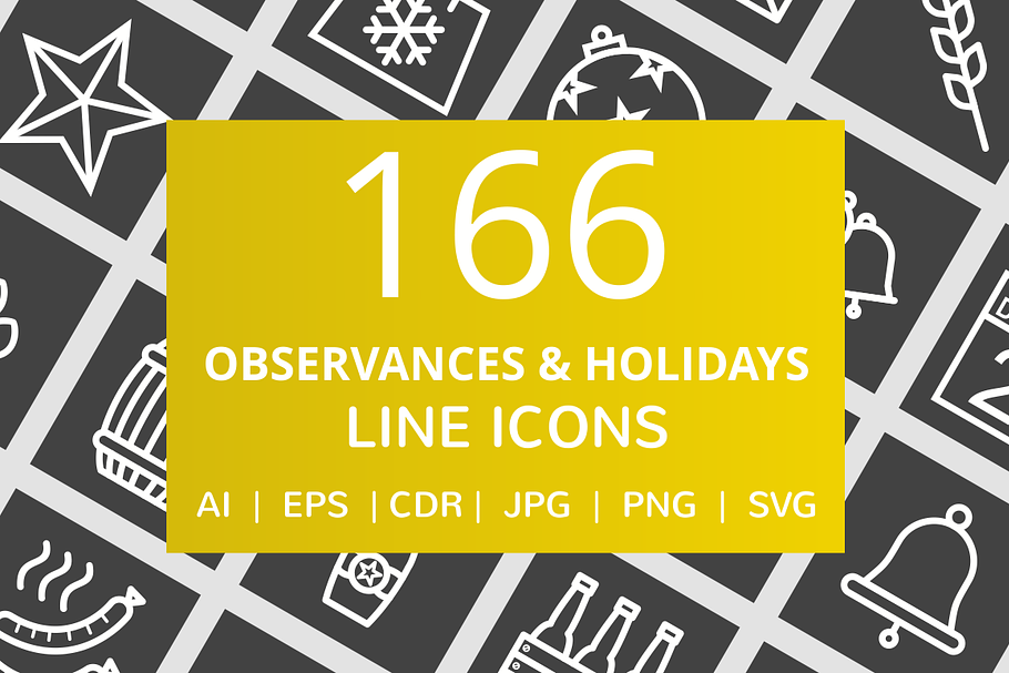 166 Observances & Holiday Line Icons in Graphics - product preview 8