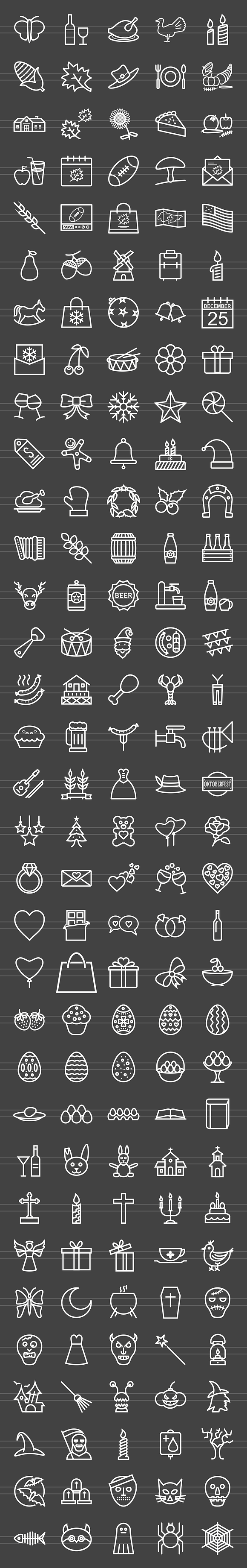 166 Observances & Holiday Line Icons in Graphics - product preview 1