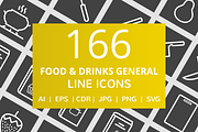 166 Food & Drinks General Line Icons