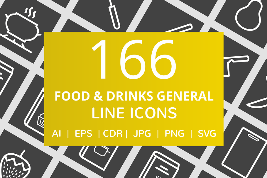 166 Food & Drinks General Line Icons in Graphics - product preview 8