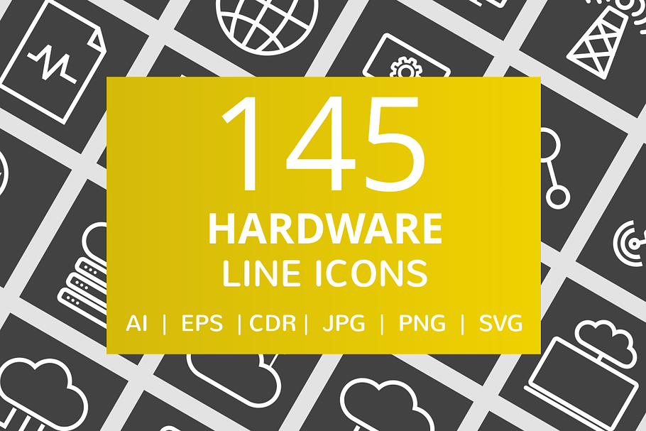 145 Hardware Line Inverted Icons in Graphics - product preview 8