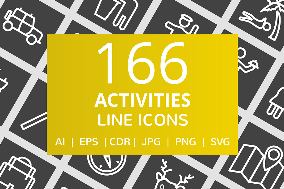 166 Activities Line Inverted Icons