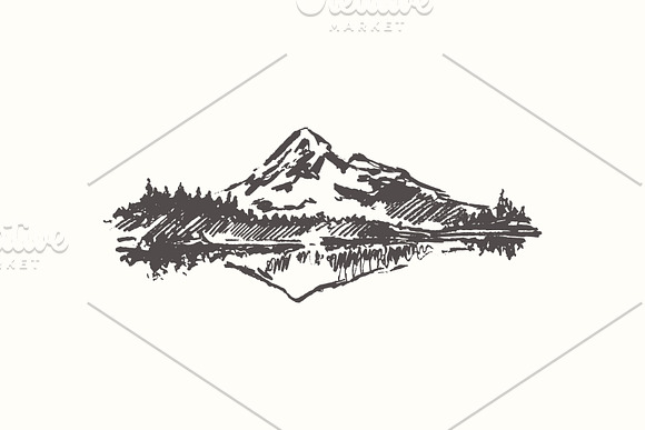 Sketches of mountain landscapes in Illustrations - product preview 1