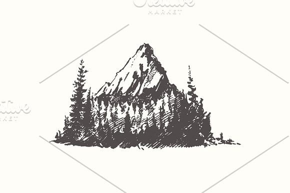 Sketches of mountain landscapes in Illustrations - product preview 2