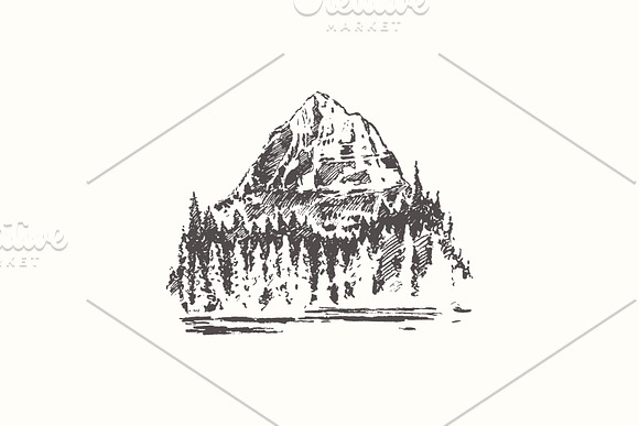 Sketches of mountain landscapes in Illustrations - product preview 4