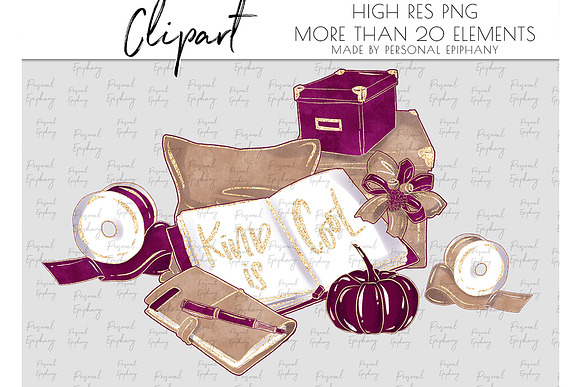 planner girl fall clipart, autumn in Illustrations - product preview 1