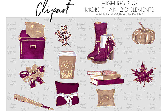 planner girl fall clipart, autumn in Illustrations - product preview 3