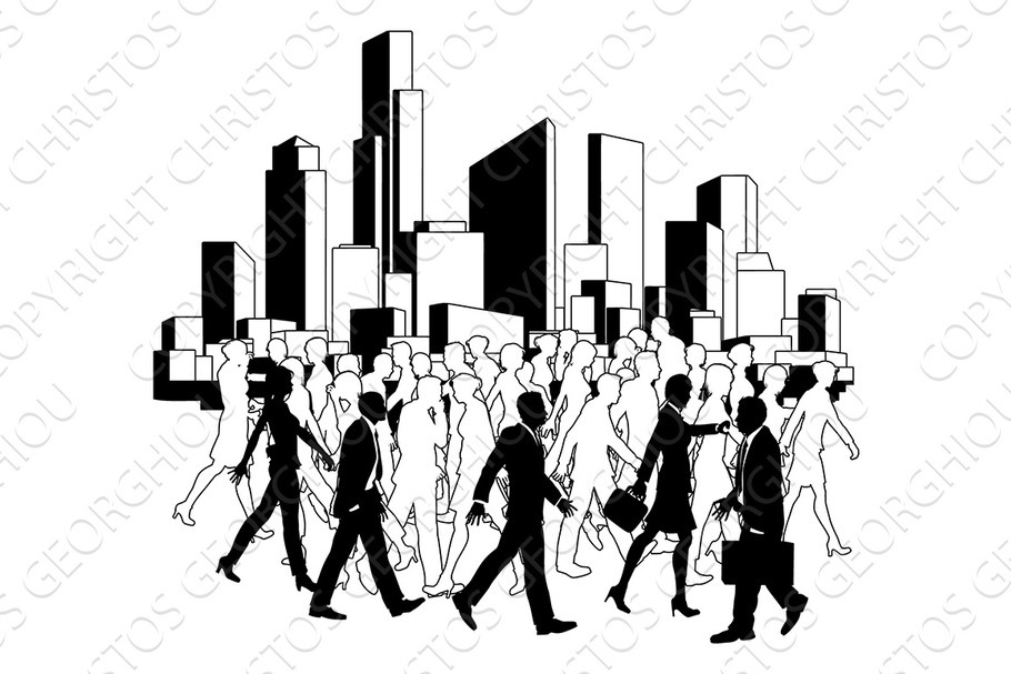 Business People City Silhouette in Illustrations - product preview 8