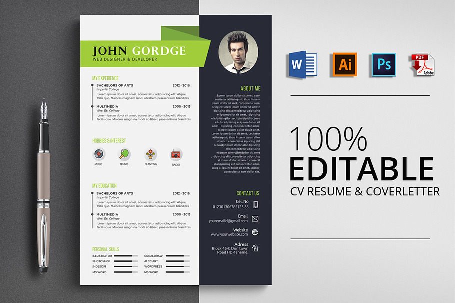 CV Resume 4 Format in Resume Templates - product preview 8