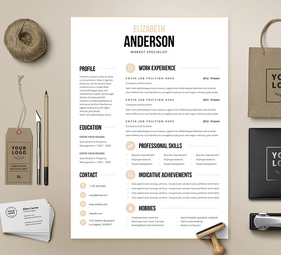 Resume Template 4 page | Anderson in Resume Templates - product preview 1