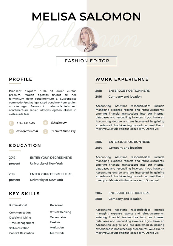 Resume Template 1, 2 page | Florence in Resume Templates - product preview 2