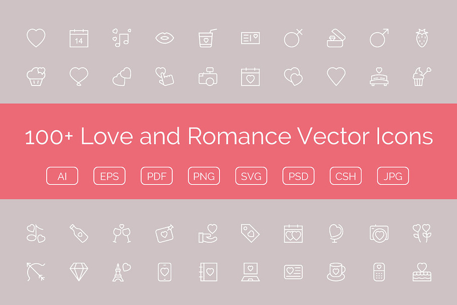 100+ Love and Romance Vector Icons