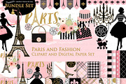 Paris Fashion Clipart+Pattern set