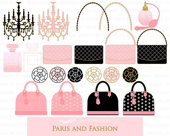 Paris Fashion Clipart+Pattern set in Illustrations - product preview 4