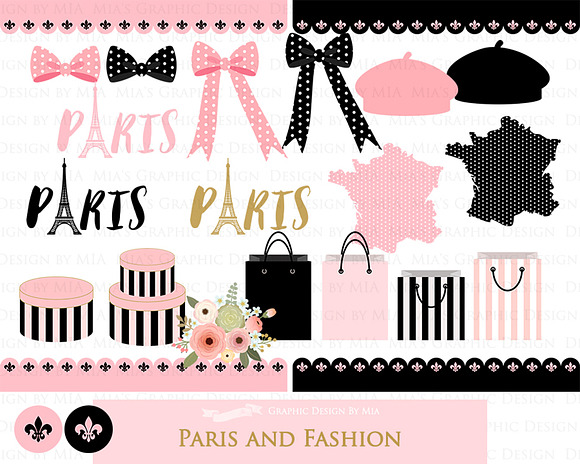 Paris Fashion Clipart+Pattern set in Illustrations - product preview 5