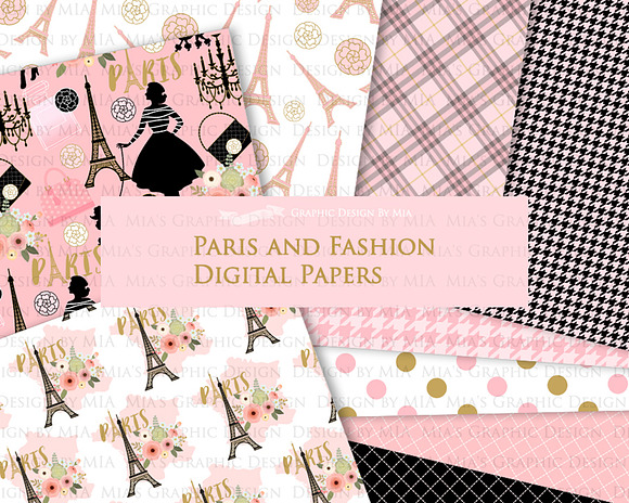 Paris Fashion Clipart+Pattern set in Illustrations - product preview 7