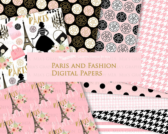 Paris Fashion Clipart+Pattern set in Illustrations - product preview 8